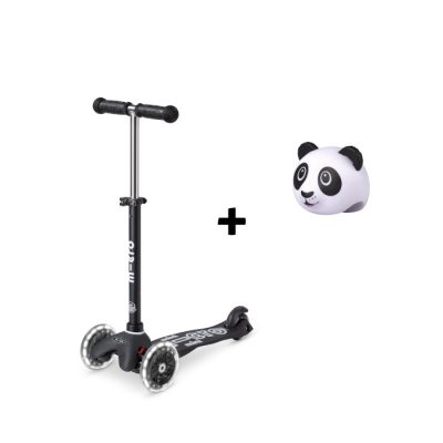 Mini ECO romobil crni s igračkom panda