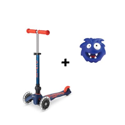 Mini sklopivi romobil u plavoj boji s igračkom čudovište